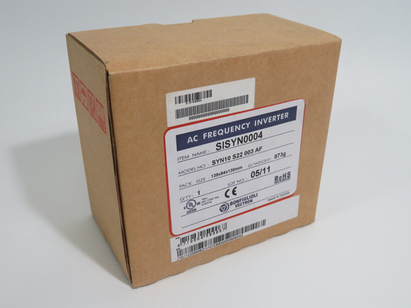 Bonfiglioli SYN10-S-220-03-AF Variable Speed AC Drive 0.5HP 3Ph 0-240V NEW