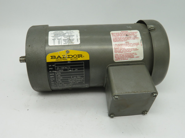 Baldor 33-1587W172 0.24kW 1725RPM 575V 3Ph 0.55A 60Hz USED