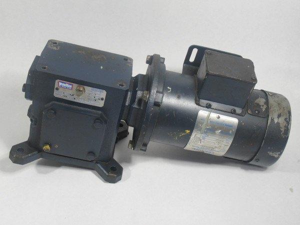 Leeson 1/3HP 1750RPM 90VDC MSS56C TEFC 3Ph 3.5A C/W Gear Reducer 20:1 Ratio USED