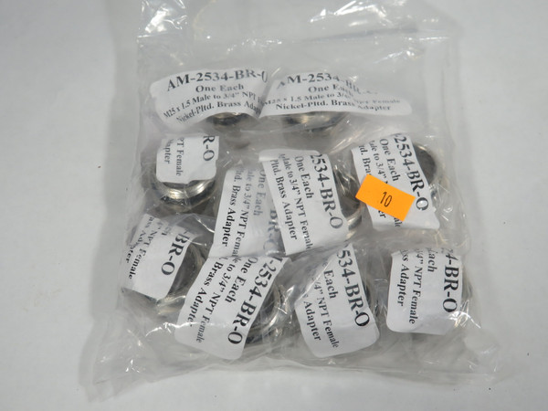 Sealcon AM-2534-BR-O M25x1.5M to 3/4"FNPT Nickle Plated Brass Adapter 10-Pk NWB