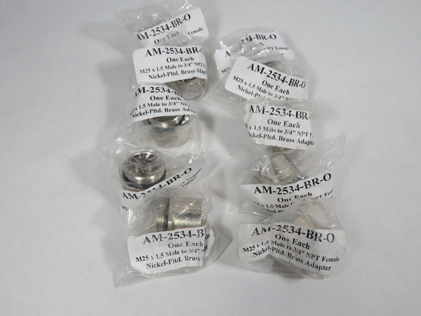 Sealcon AM-2534-BR-O M25x1.5M to 3/4"FNPT Nickle Plated Brass Adapter Lot/10 NOP