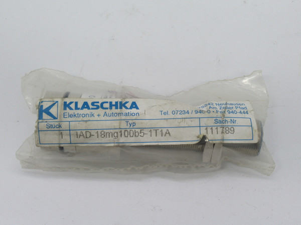 KLASCHKA IAD-18mg100b5-1T1A Proximity Switch 8/24/30VDC 400mA NWB