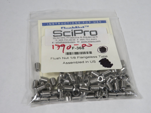 SciPro F-368 Stainless Steel Flangeless Flush Nut 1/8" OD Lot of 79 NWB