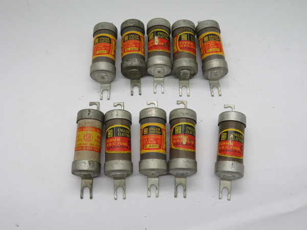 English Electric CIA-10 Open Bolt On Fuse 10A 600VAC Lot of 10 USED
