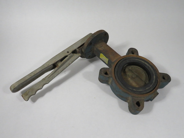 Keystone 1020 Lug-Style Butterfly Valve 3" Bronze Disc C/W Handle CHIPPED USED