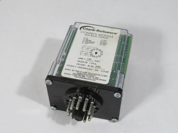 Clark-Reliance ECID-23R Control Relay 120V 50/60Hz 1.5VA 5A@120/240V 1/3HP USED