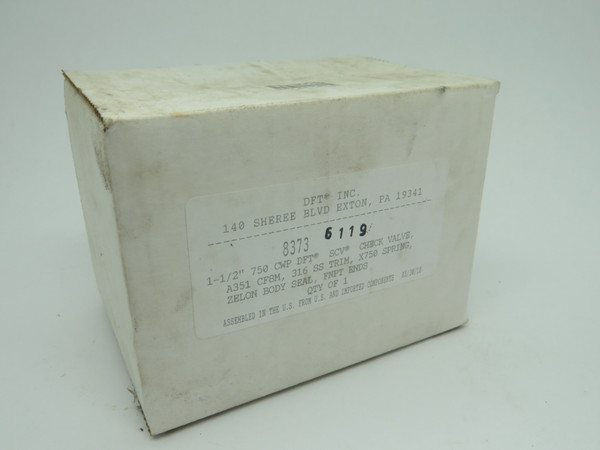 DFT Inc. 8373 Check Valve 1-1/2" NPT 750cwp NEW