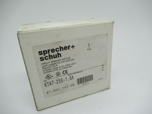 Sprecher + Schuh KTA7-25S-1.6A Motor Circuit Breaker 1.0-1.6A Ser C NEW