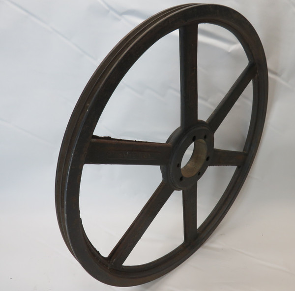 Stratford 3V19.00X2 Sheave 1/2-2-5/8"ID SK Bushing 2 Grooves 19"OD RUST USED