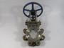 Trueline Knife Gate Valve Size 4" Blue 11" Handle 8 Bolt Pattern USED