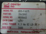 Osai OSS-F4075 Brushless Servo Motor 2.9HP 3000RPM 240V 9.3Nm 12/25A USED