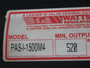 Watts PAS-I-1500M4 Actuator w/Butterfly Valve Assy 520lb-in Cast Iron 6" USED