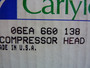 Carlyle 06EA 660 138 Compressor Head With Gasket Kit 3:1 Ratio  NEW