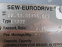 Sew-Eurodrive AC Gearmotor 7.96:1 2HP 1720RPM 330/575V TEFC 3Ph 4.32/2.48A USED