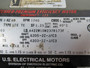 US Motors 1HP 1740rpm 230/460V 143T UTETE 3/1.55A 3Ph 60Hz USED