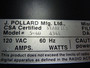 J. Pollard 5-40 4344 Message Display 60HZ 120VAC .7A USED