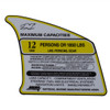 DECAL, MAX CAP SAN 210, 12 PERSONS 1850 POUNDS