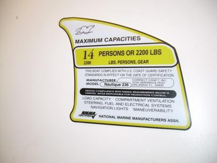 DECAL CAPACITY PLATE FOR THE 236