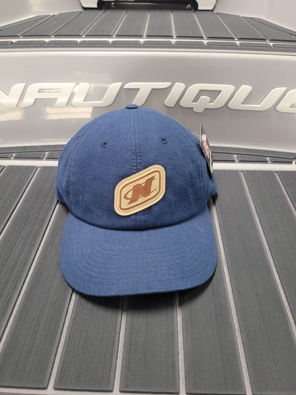 Nautique Linen Dad Hat- Faux Leather Patch