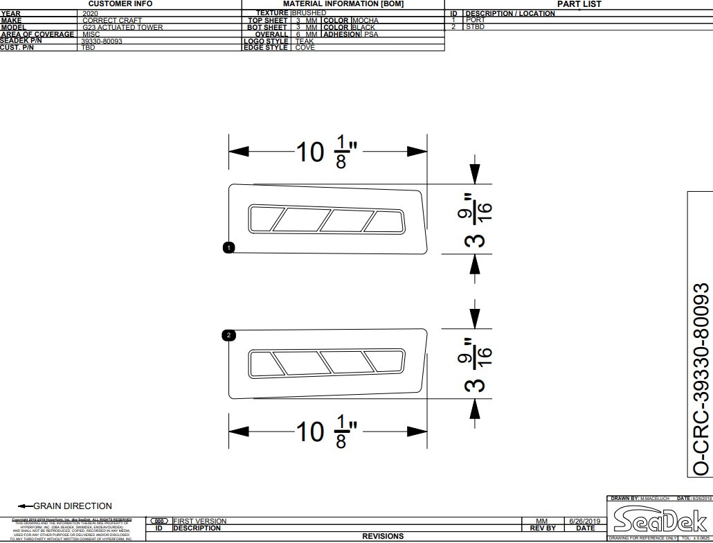 NON-SKID TOWER DECK KIT NON-ACTUATED & ACTUATED G21 MOCHA