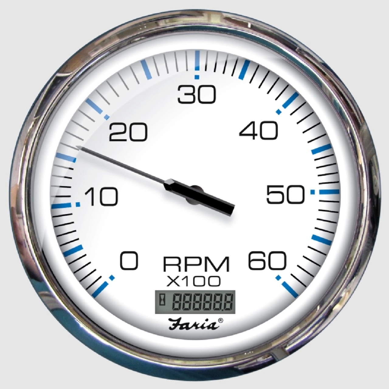 Chesapeake White Inboard Tachometer with Hourmeter, 0-6000 RPM