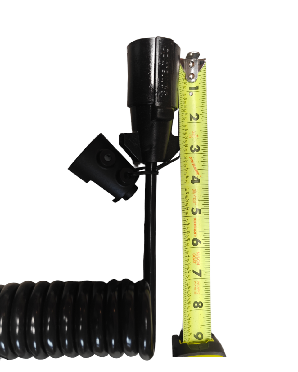 Coiled black 7 to 5 way cord