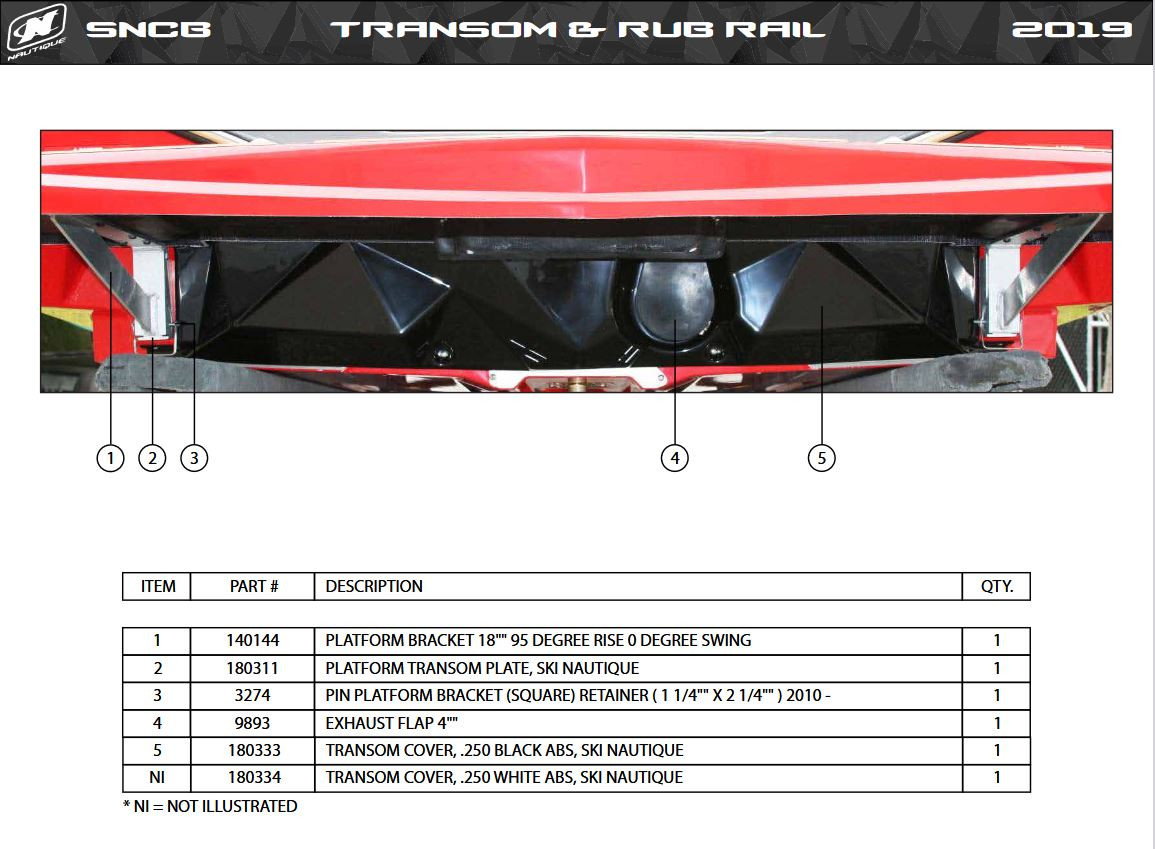 TRANSOM COVER .250 ABS SKI NAUTIQUE 2019-2022
