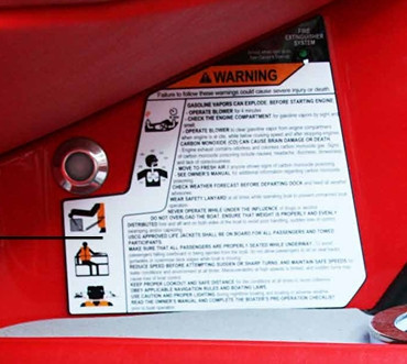 DECAL, HELM WARNING W/FIRE EXTINGUISHER- G SERIES