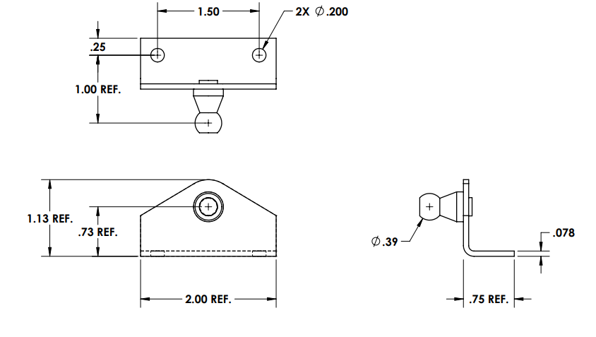 Gas Spring Bracket - 90 Degree
