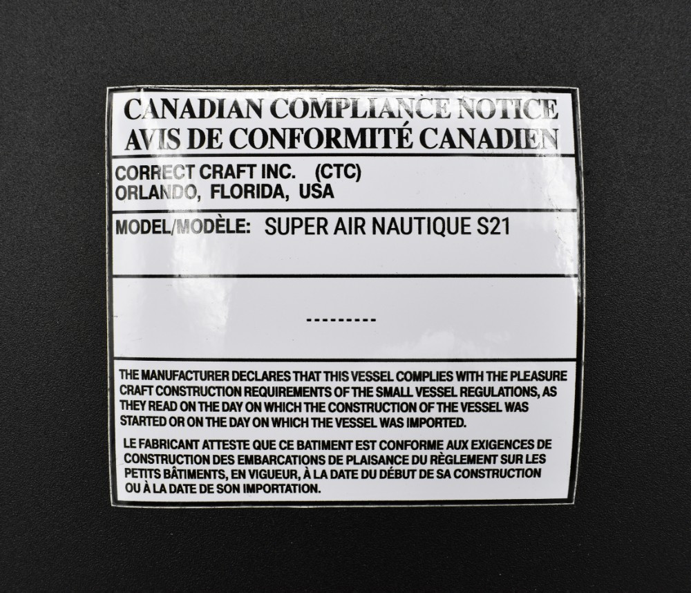DECAL CANADIAN COMPLIANCE S21