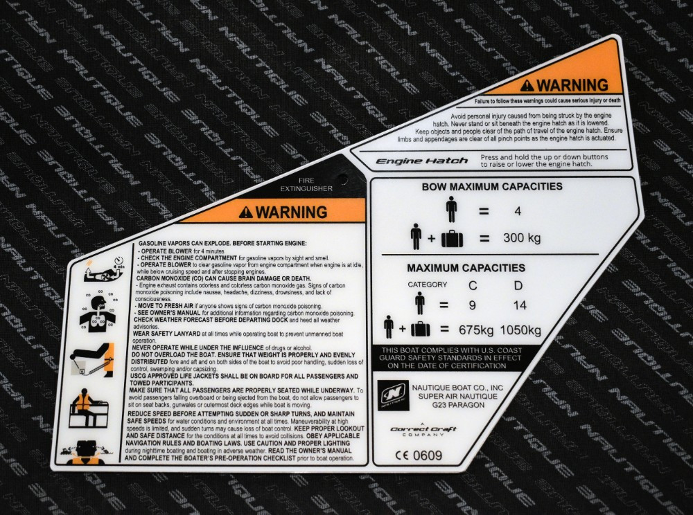 DECAL MAX CAP PERSONAL INJURY W/ FIRE EXTINGUISHER P23 CE