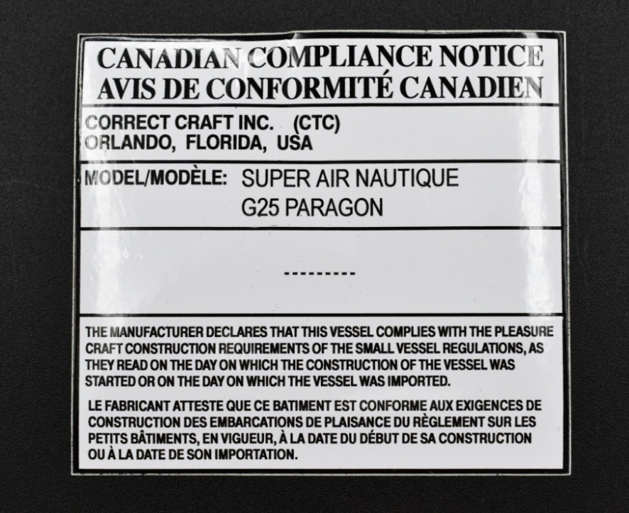 DECAL CANADIAN COMPLIANCE P25