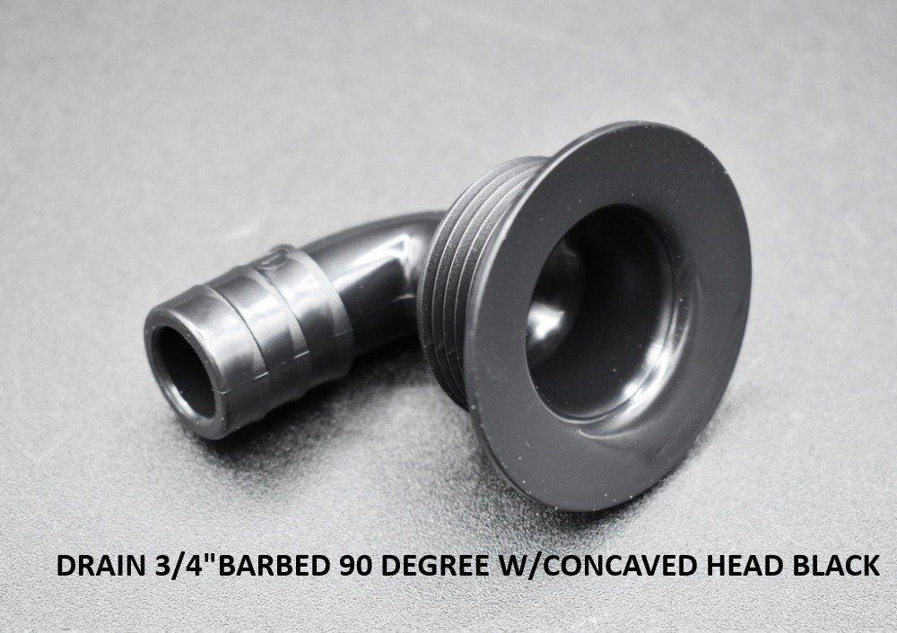 DRAIN 3/4"BARBED 90 DEGREE W/CONCAVED HEAD BLACK