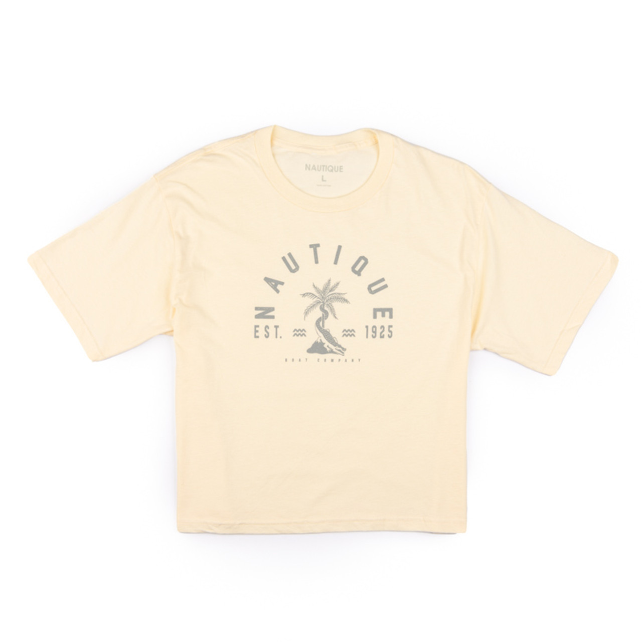 NAUTIQUE WOMENS FLORIDA BOXY CROP TEE-CREME