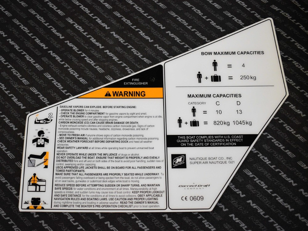 DECAL MAX CAP PERSONAL INJURY W/ FIRE EXTINGUISHER CE-- 2025