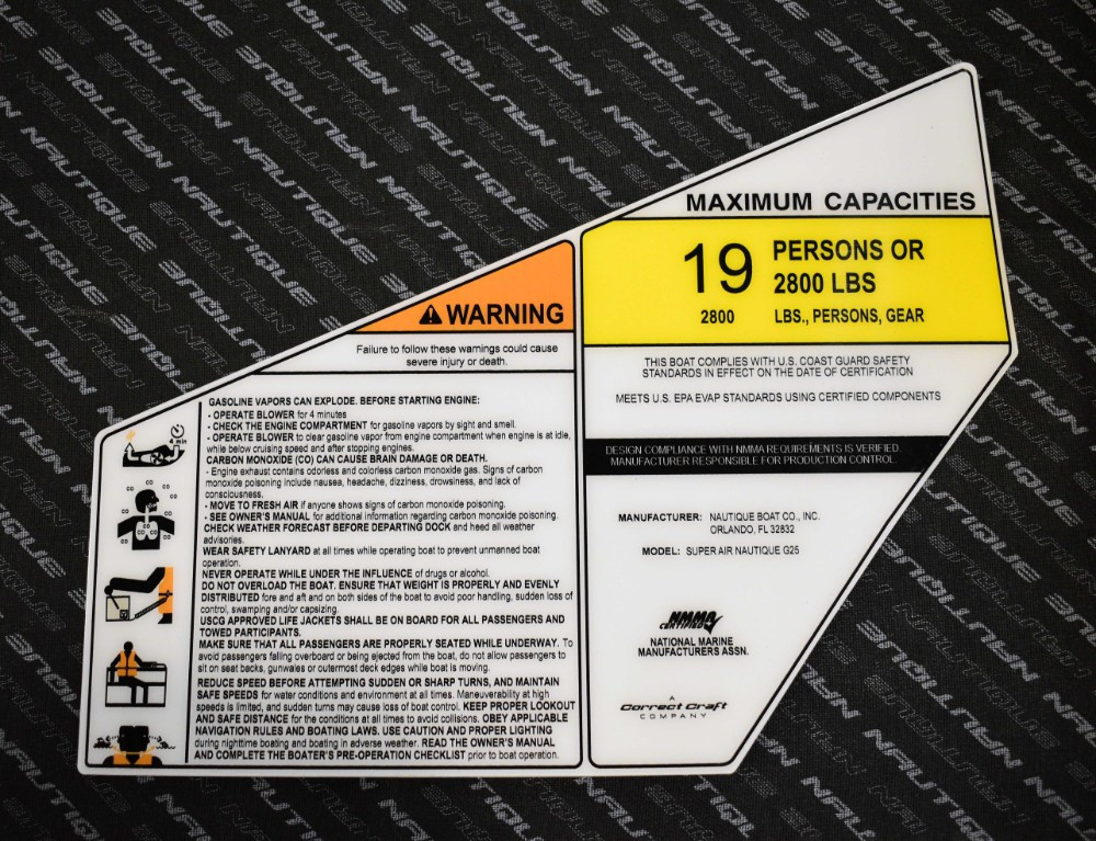 DECAL MAX CAP PERSONAL INJURY W/O FIRE EXTINGUISHER