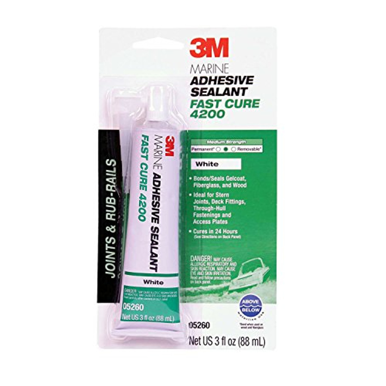 3M Marine Adhesive Sealant- Fast Cure 4200- White- 3oz