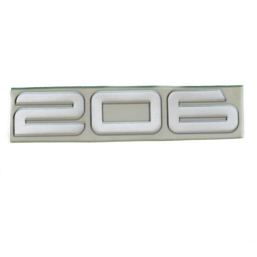 decal, model ID "206" silver w/ black outline 2003-