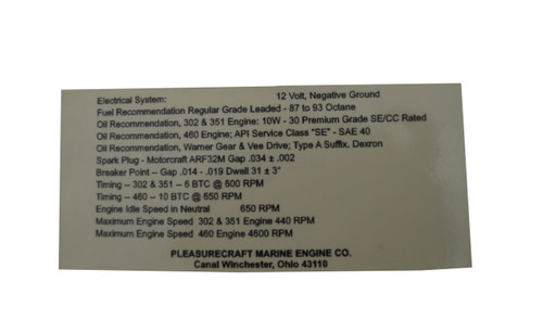 PCM Specs Valve Cover Decal