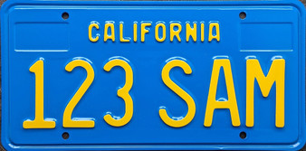 1970 Blue California sample license plate