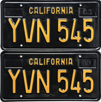 Black and yellow California license plates, 1963 base
