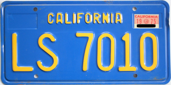 1975 California trailer license plate, blue