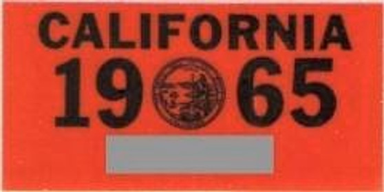 1965 California license plate sticker