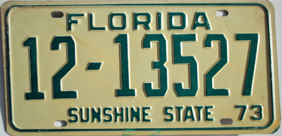 1973 Florida license plate