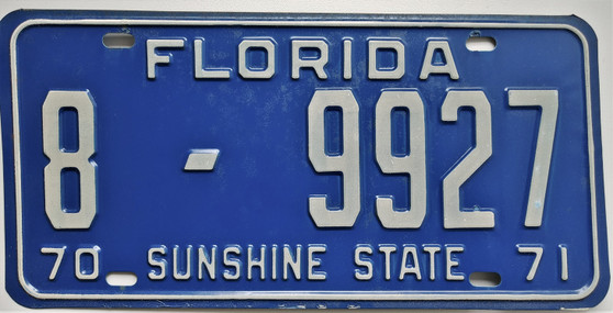 Old florida license plate 1970