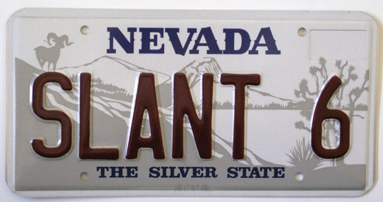 Slant 6 Novelty License Plate