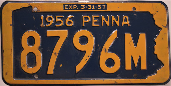 1956 penna license plate for sale