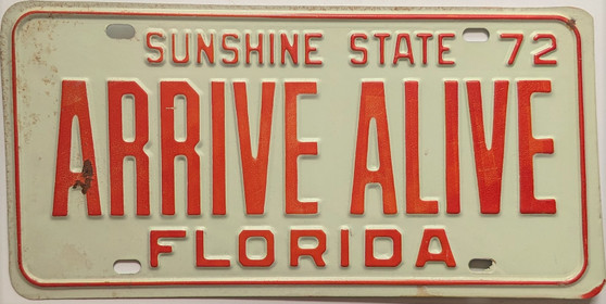1972 Florida Arrive Alive license plate
