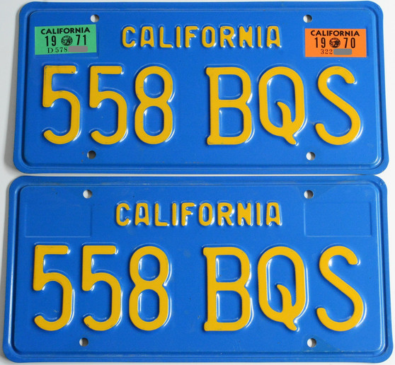 Blue california license plates