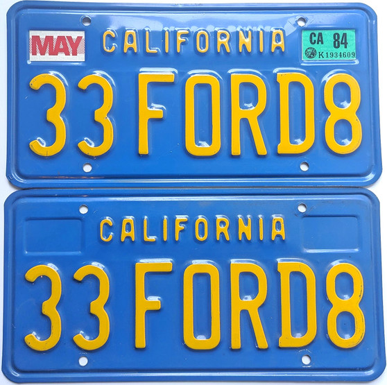 1933 Ford California license plates